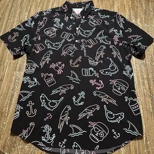 Chubbies The Weekend Has Arrived Lightweight Polo Shirt Pirate Black Men’s L